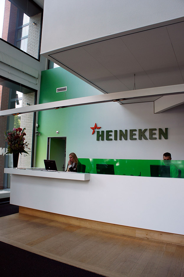 Heineken reception area with the new logo